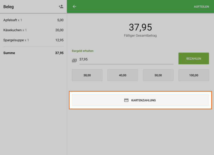 Zahlungsart auswählen