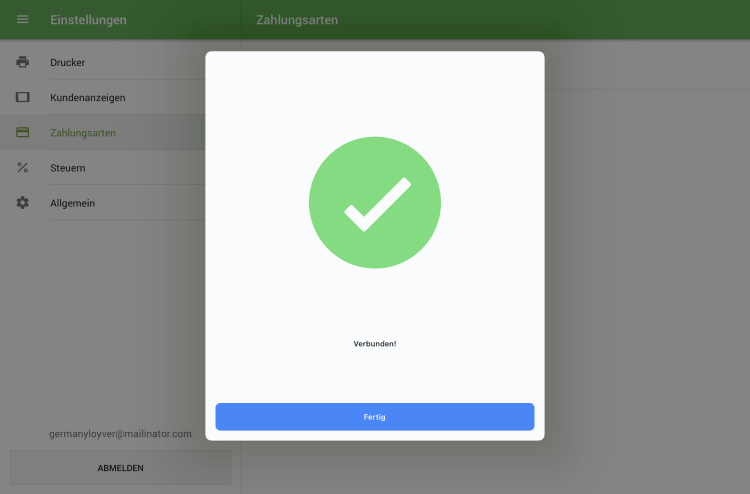 Schaltfläche 'Fertig'