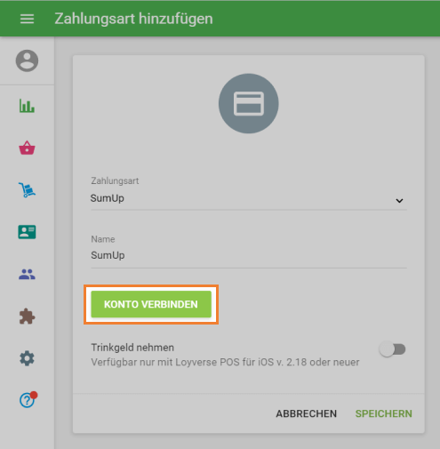 Schaltfläche 'Konto verbinden'