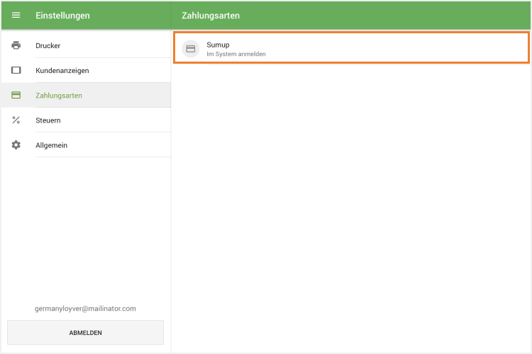 Schaltfläche 'SumUp'