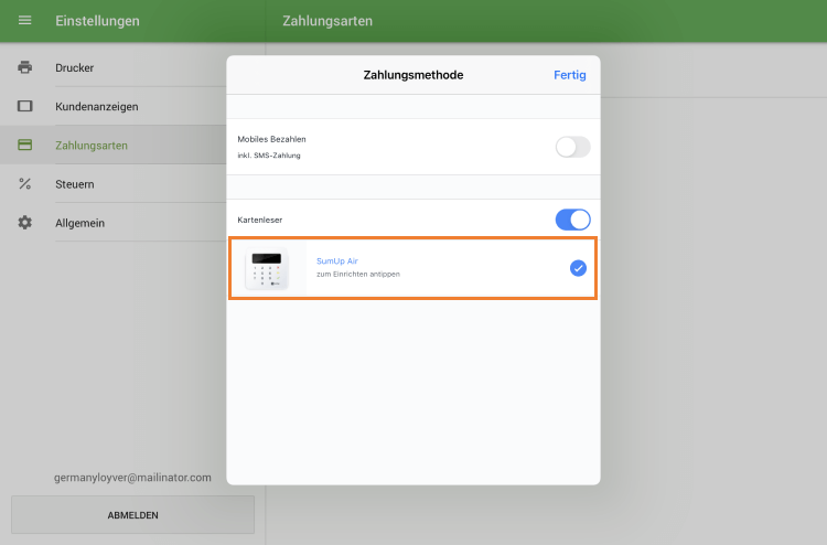 Schaltfläche 'Luft'