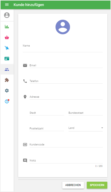 Das Formular 'Kunde hinzufügen'