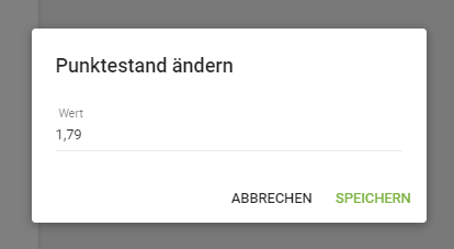 Pop-up-Formular 'Punktestand änder'