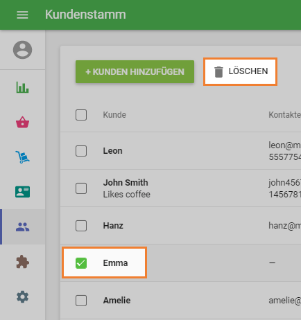 Schaltfläche 'Löschen'