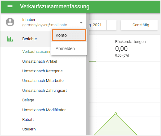 Schaltfläche 'Konto'