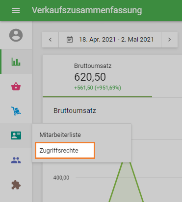 Menü 'Zugriffsrechte'