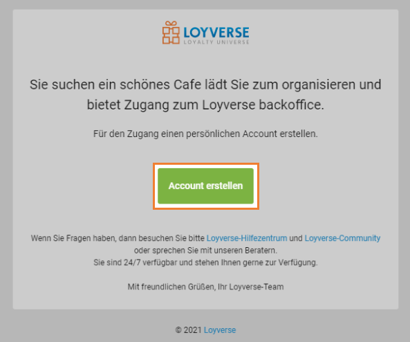Schaltfläche 'Account&nbsp;erstellen'