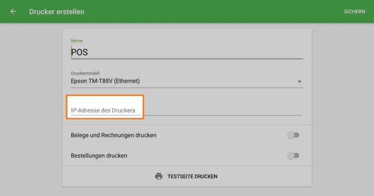 IP-Adresse des Druckers