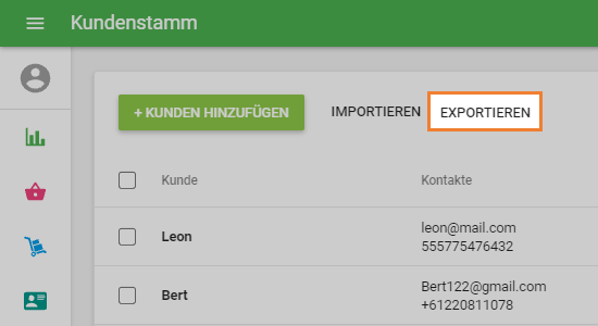 Schaltfläche 'Exportieren'