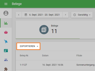 Klicken Sie auf die Schaltfläche 'Exportieren'