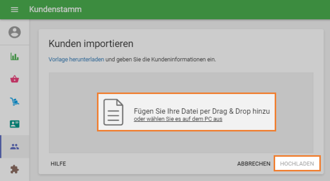 Fenster 'Kunden importieren'