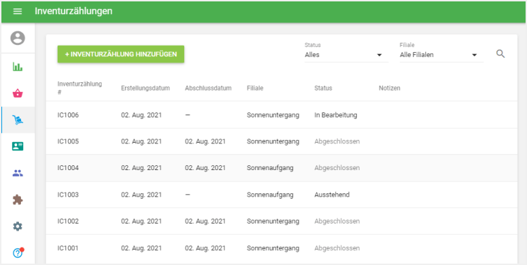 Inventurzählungen 3 verschiedene Status