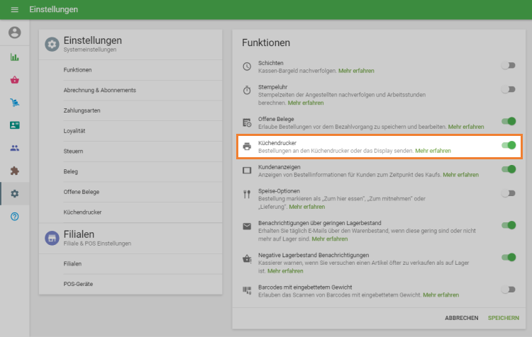 'Küchendrucker' Option