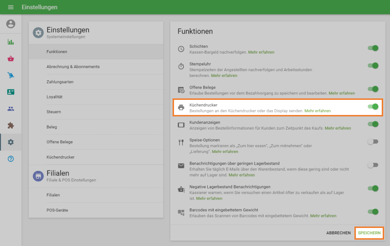 schalten Sie den Küchendrucker verwenden ein