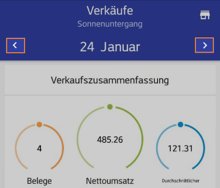 Pfeile links und rechts vom Datum