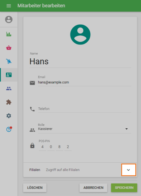 klicken Sie auf den Abwärtspfeil