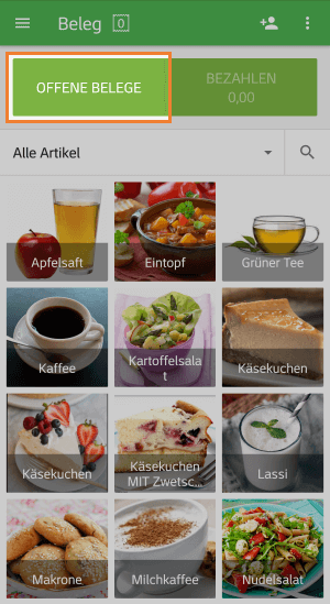 gespeicherten Beleg auf einem anderen Gerät