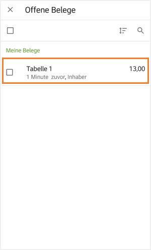 Gespeicherte offene belege