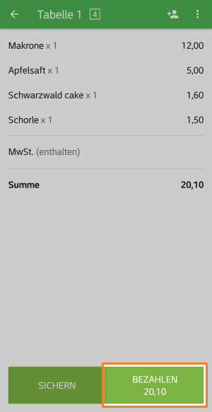 Klicken Sie auf 'Bezahlen'