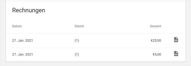 Feld 'Rechnungen'