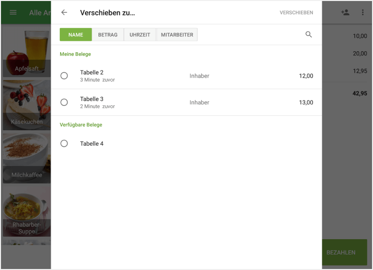 Option 'Beleg verschieben'