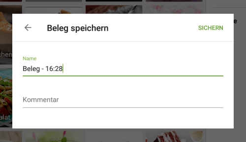 'Benutzerdefinierter Beleg'