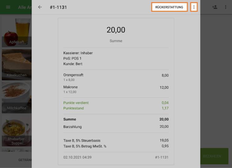 können Sie eine Rückerstattung vornehmen