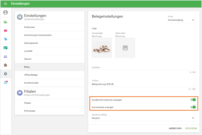 Kundeninformationen und Kommentare anzeigen
