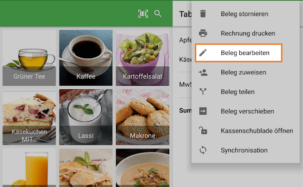 Schaltfläche 'Beleg bearbeiten'