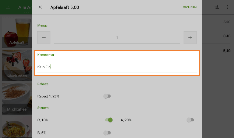 Füllen Sie das Kommentarfeld