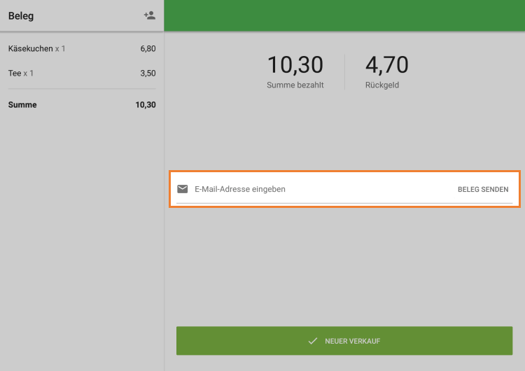 Feld 'E-Mail eingeben'