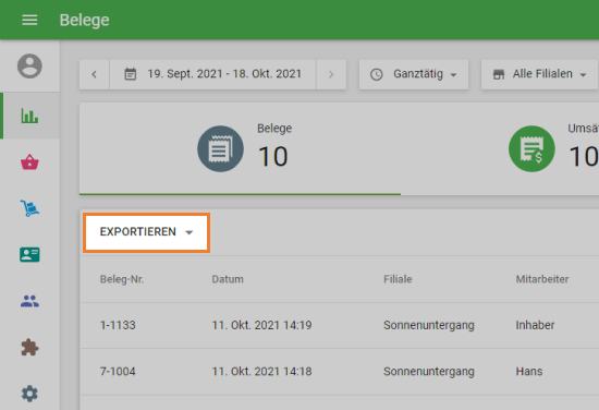 Schaltfläche 'Exportieren'