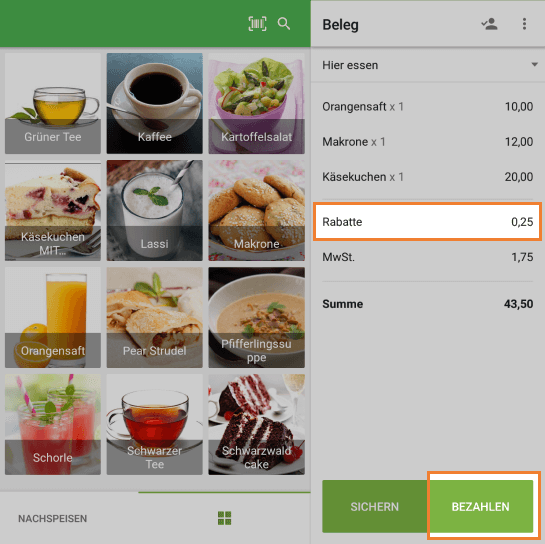 Tippen Sie auf 'Bezahlen'