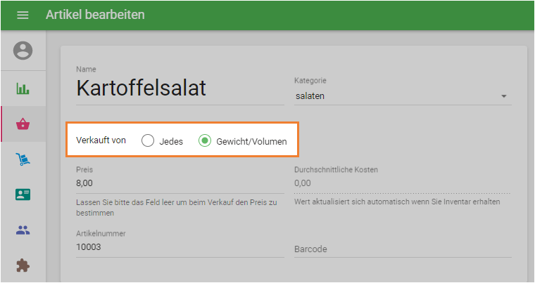 Ändern Sie die Option im Back Office