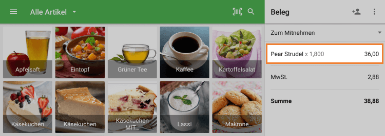 Preis multipliziert mit Gewicht