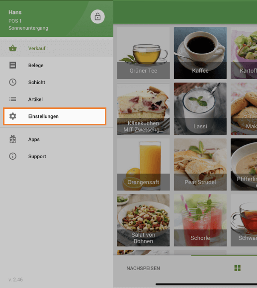 Menü 'Einstellungen'
