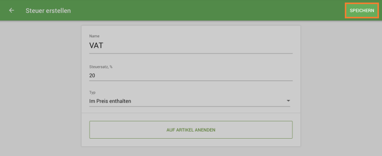 speichern Sie Ihre Steuer