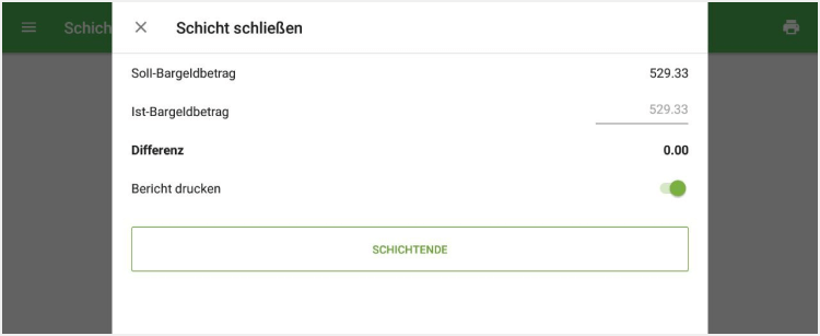 Geben Sie den 'Ist-Bargeldbetrag' ein