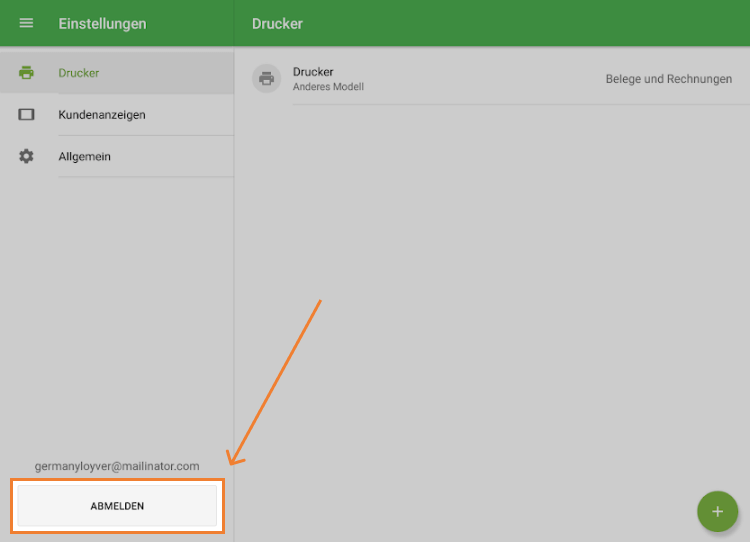 Schaltfläche 'Abmelden'