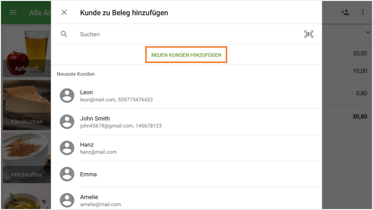 'Neuen Kunden hinzufügen' klicken
