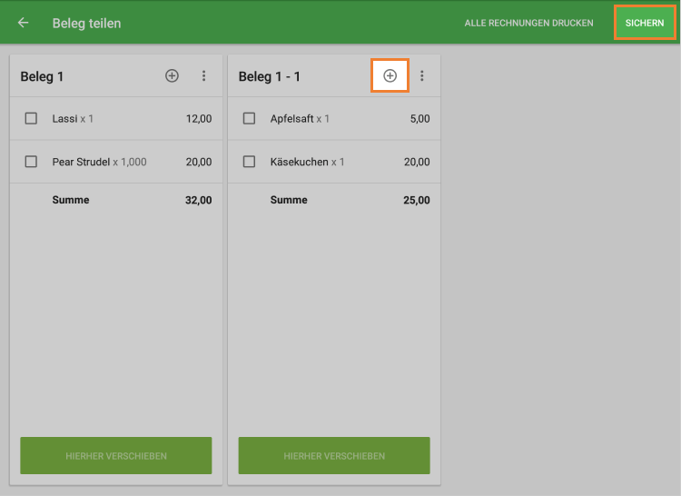 Belege ohne Artikel werden nicht gespeichert