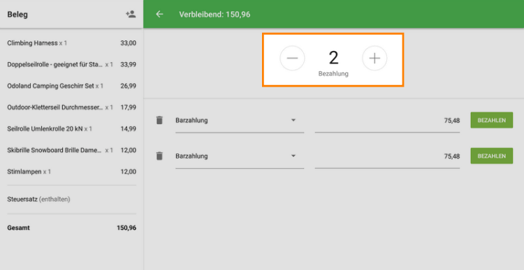 Schaltflächen '+' oder '-'