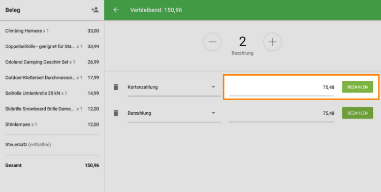 Schaltfläche 'Aufladen'