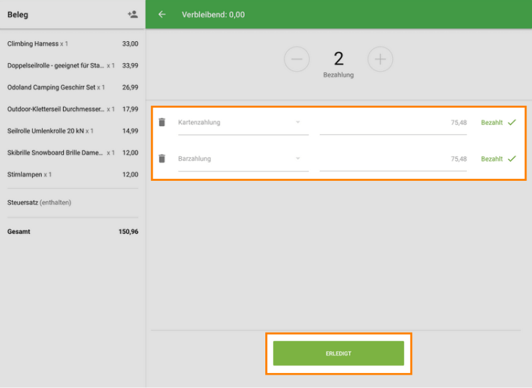 Tippen Sie dann auf 'Fertig'