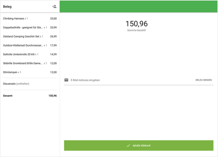 Schaltfläche 'Neuer Verkauf'