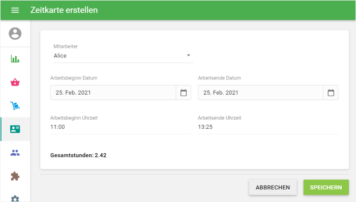 Die Dezimalstelle in 'Gesamtstunden'