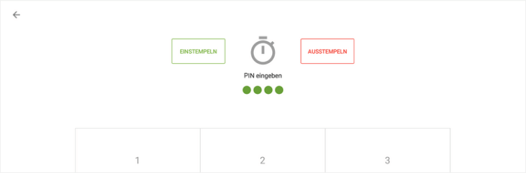 Schaltflächen 'Einstempeln' und 'Ausstempeln'