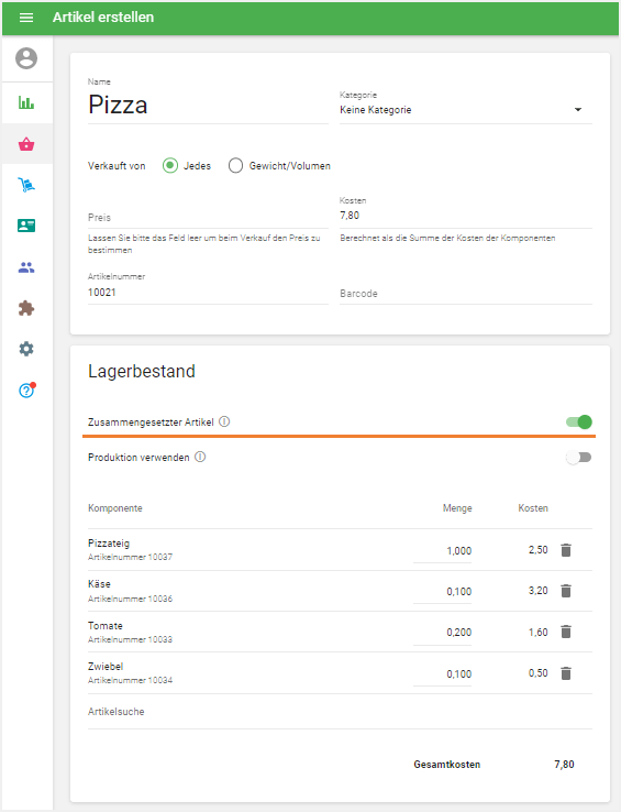 Zusammengesetzten Artikel