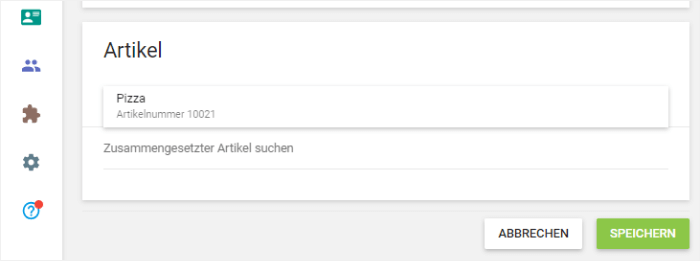 Artikel aus der Liste suchen und hinzufügen