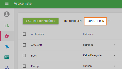 Schaltfläche 'Exportieren'